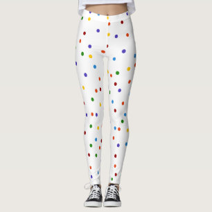 RegenboogStippen Polka Dot Confetti White Leggings