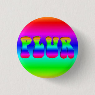 Regenboogstraal "PLUR" Pin Ronde Button 3,2 Cm