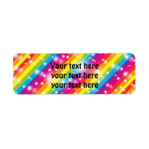 Regenboogstrepen Glitter Adreslabels Etiket