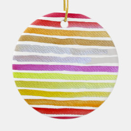 Regenboogstrepen schattige waterverf keramisch ornament