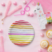 Regenboogstrepen schattige waterverf papieren bordje (Feest)