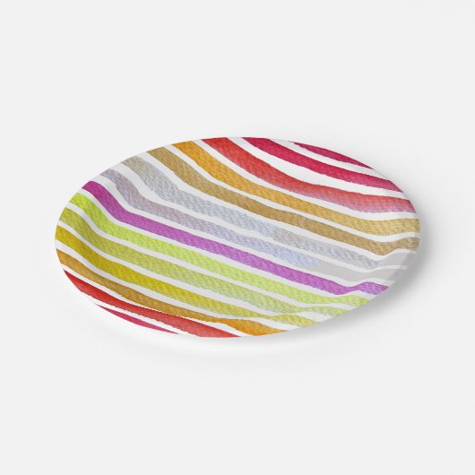 Regenboogstrepen schattige waterverf papieren bordje (Gekanteld)