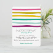 Regenboogstripes Birthday Invitation Kaart (Staand voorkant)