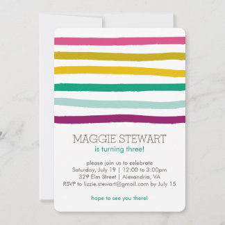 Regenboogstripes Birthday Invitation Kaart