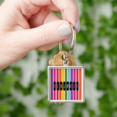 Regenboogstripes, gepersonaliseerd sleutelhanger (Hand)