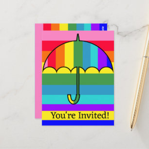 Regenboogstripes Umbrella Briefkaart