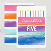 Regenboogstrips Birthday Candle Cake Kaart (Voorkant / Achterkant)