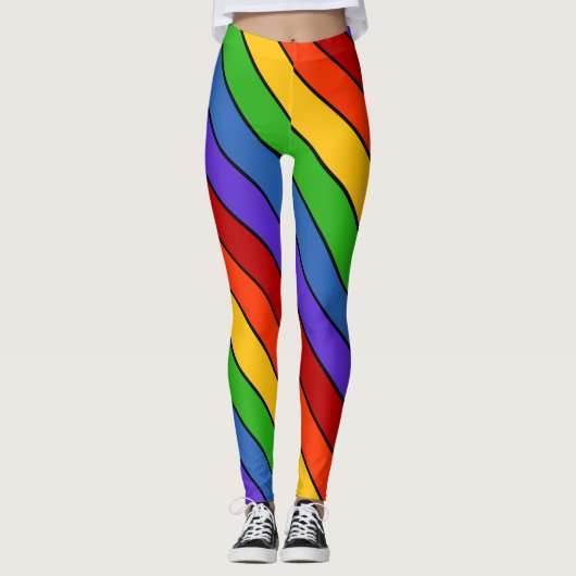 Regenboogstrips Diagonaal Leggings (Voorkant)