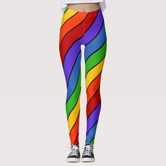 Regenboogstrips Diagonaal Leggings (Voorkant)