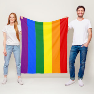 Regenboogstrips Fleece Deken