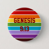 Regenboogstrips, Genesis 9:13 Ronde Button 5,7 Cm (Voorkant)