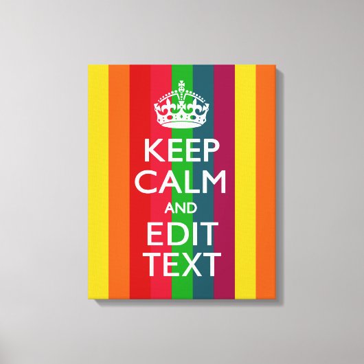 Regenboogstrips houden kalm en Jouw tekst aan Canvas Afdruk (Voorkant)