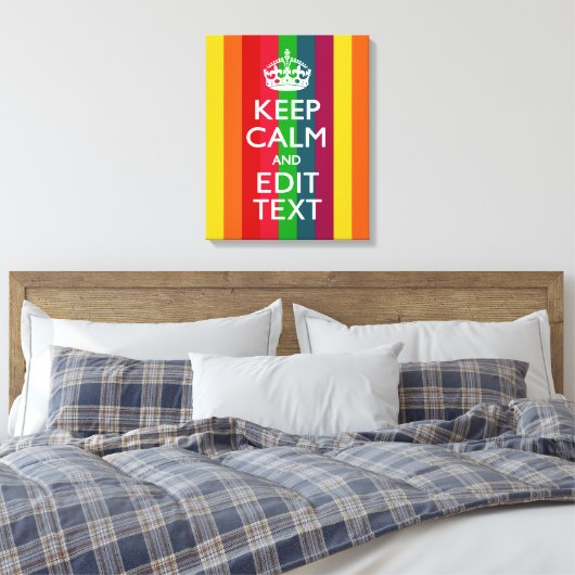 Regenboogstrips houden kalm en Jouw tekst aan Canvas Afdruk (Insitu (Slaapkamer))