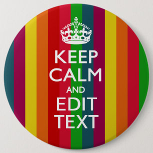 Regenboogstrips houden kalm en Jouw tekst aan Ronde Button 6,0 Cm
