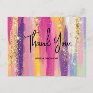 Regenboogstrips met Faux Glitter Dank u Briefkaart