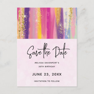 Regenboogstrips met Faux Glitter Save the Date Uitnodiging Briefkaart