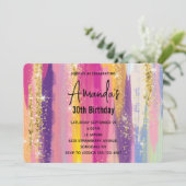 Regenboogstrips met Faux Gold Glitter Birthday Kaart (Staand voorkant)