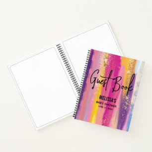 Regenboogstrips met Faux Gold Glitter Guest Book Notitieboek