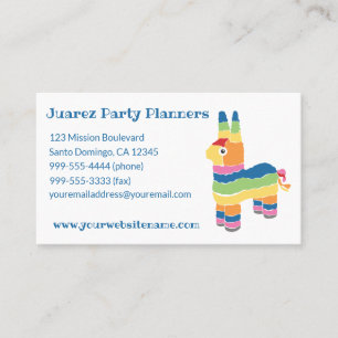 Regenboogstrips met Pinata Party Planners Visitekaartje
