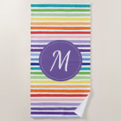 Regenboogstrips monogram strandlaken (Voorkant)
