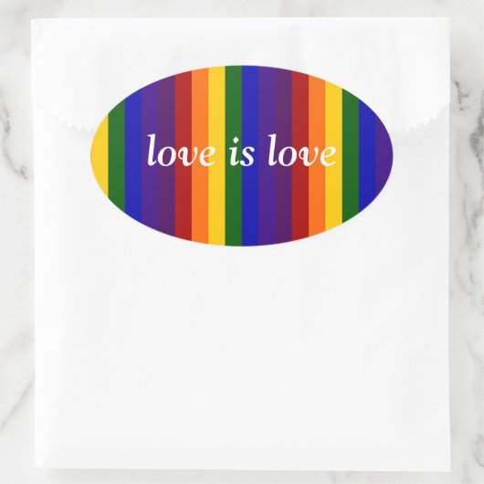 Regenboogstrips Ovale Sticker (Tas)