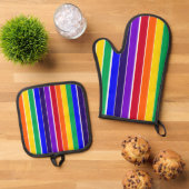 Regenboogstrips Ovenwant & Pannenlap Set (Top down)