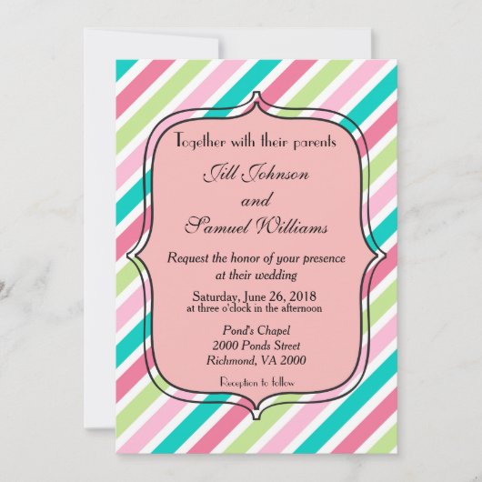 Regenboogstrips roze blauw en wit kaart (Voorkant)