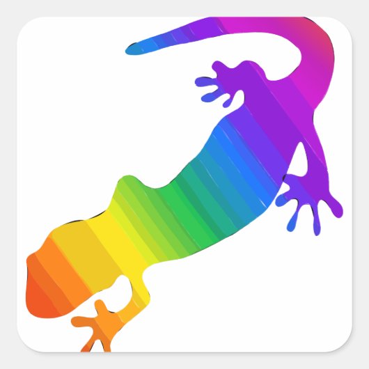 Regenboogstrips voor salamander vierkante sticker (Voorkant)