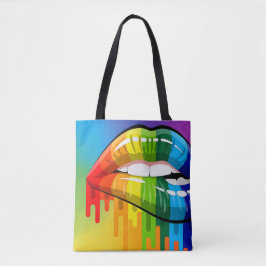 Regenboogterugkerende canvas tas