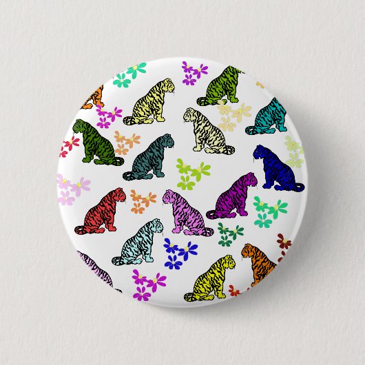 Regenboogtijgers Ronde Button 5,7 Cm (Voorkant)