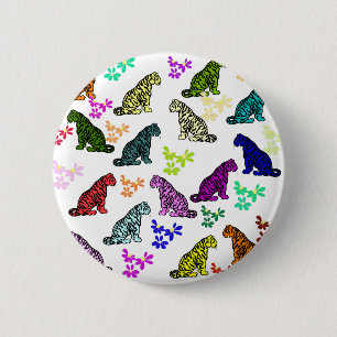 Regenboogtijgers Ronde Button 5,7 Cm