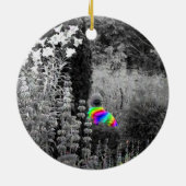 Regenboogtuinbezoeker kerstversiering keramisch ornament (Achterkant)