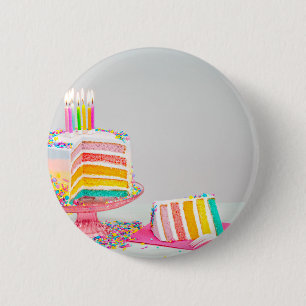 regenboogvanger Birthday Cake Ronde Button 5,7 Cm