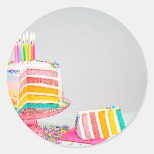regenboogvanger Birthday Cake Ronde Sticker