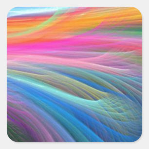 regenboogvederpastelpatroon vierkante sticker