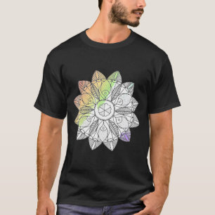 Regenboogventilator Mandala Circle Spiritueel Yoga T-shirt
