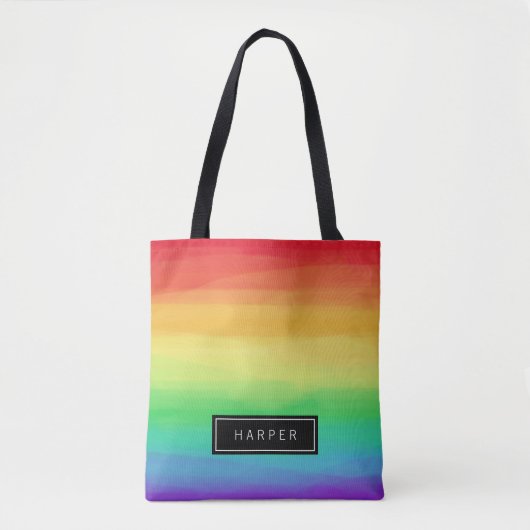 Regenboogverf | Aangepaste naam Tote Bag (Voorkant)