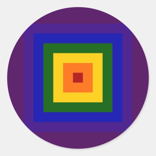 Regenboogvierkant Ronde Sticker (Voorkant)