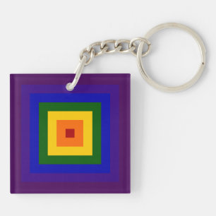 Regenboogvierkant Sleutelhanger