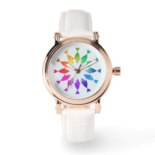 Regenboogvis in de oceaan schattig kleurrijk patro horloge