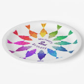 Regenboogvis in oceaan schattig kleurrijk patroon papieren bordje (Gekanteld)