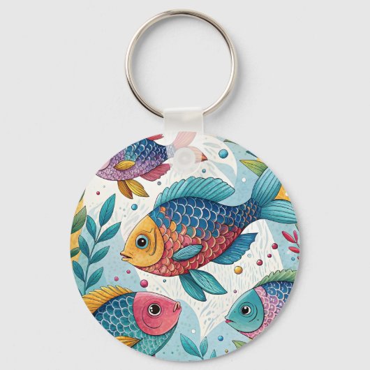 Regenboogvissen in het onderwater sleutelhanger (Voorkant)