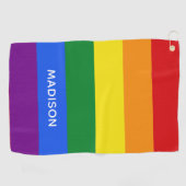 Regenboogvlag, aangepaste naam golfhanddoek (Horizontaal)