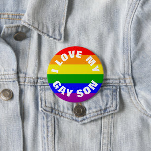 Regenboogvlag Gay Pride Ik hou van mijn homoseksue Ronde Button 7,6 Cm