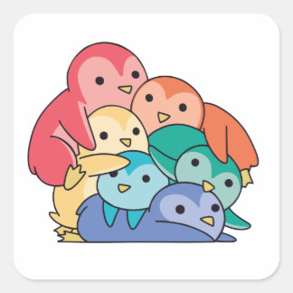 Regenboogvlag Gay Pride Lgbtq Penguin Cute Penguin Vierkante Sticker
