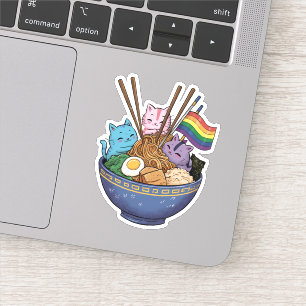 Regenboogvlag Katten Ramen Anime Gay Pride Month L Sticker