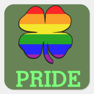 Regenboogvlag klaver Gay Pride Vierkante Sticker