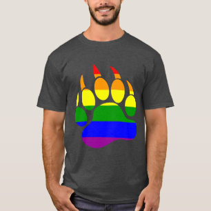 Regenboogvlag met beerpoot in Gay Pride kleuren T-shirt