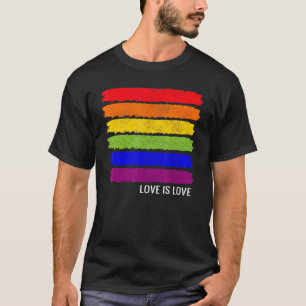 Regenboogvlag Stripes Gay Pride LGBT Distress Vin T-shirt