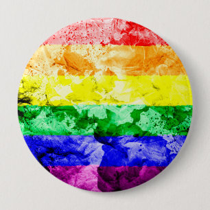 REGENBOOGVLAG VIERKANTE WATERVERF RONDE BUTTON 4,0 CM